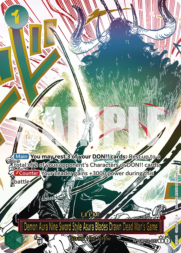 Demon Aura Nine Sword Style Asura Blades Drawn Dead Man's Game · OP12-037_p1 · EN